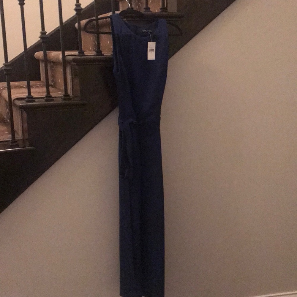 Sleeveless Navy Jumpsuit with Waist Tie